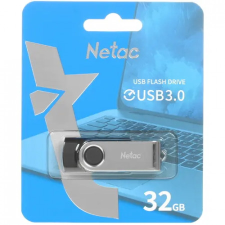32 ГБ USB Флеш-накопитель Netac U505 (NT03U505N-032G-30BK) серебристый/черный