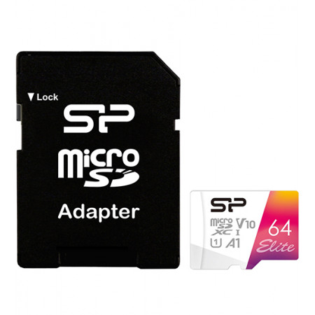 64 ГБ Карта памяти Silicon Power microSDXC (SP064GBSTXBV1V20SP) + адаптер белый