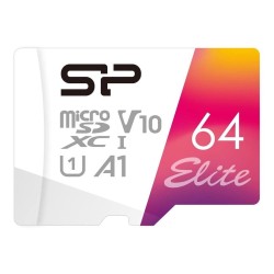 64 ГБ Карта памяти Silicon Power Elite microSDXC (SP064GBSTXBV1V20SP) белый + адаптер