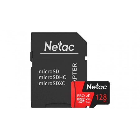 128 ГБ Карта памяти Netac P500 Extreme Pro microSDXC (NT02P500PRO-128G-R) + адаптер черный