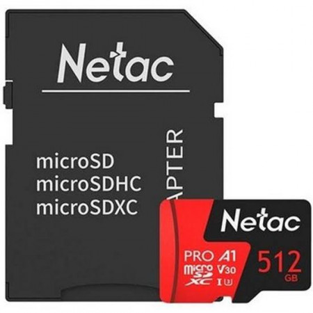 512 ГБ Карта памяти Netac P500 Extreme Pro microSDXC (NT02P500PRO-512G-R) + адаптер черный