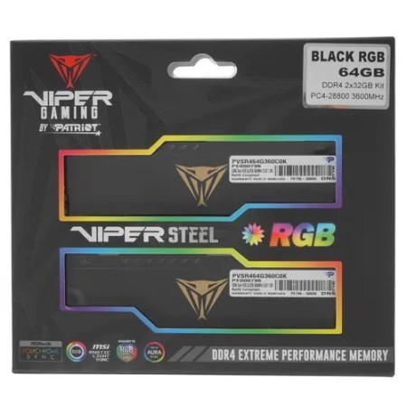 Оперативная память Patriot Viper Steel RGB (PVSR464G360C0K) 64 ГБ черный