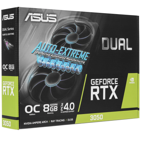 Видеокарта ASUS RTX 3050 Dual V2 OC (DUAL-RTX3050-O8G-V2) 8 Гб черный