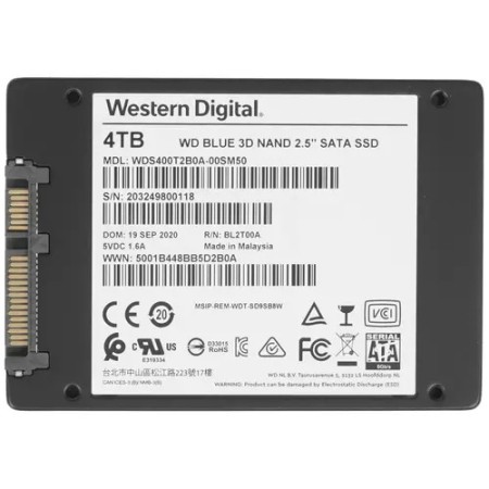 4 ТБ SSD диск WD Blue (WDS400T2B0A) синий