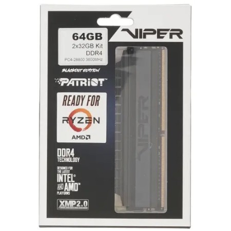 Оперативная память Patriot Viper 4 Blackout (PVB464G360C8K) 64 ГБ серый