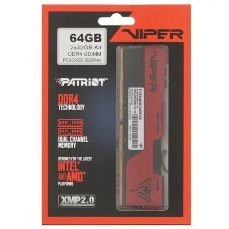 Оперативная память Patriot Viper Elite II (PVE2464G360C0K) 64 ГБ красный