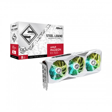 Видеокарта ASRock Radeon RX 7600 STEEL LEGEND 8G OC (RX7600 SL 8GO) белый