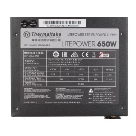 Блок питания Thermaltake Litepower 650W [LTP-0650P-2] черный