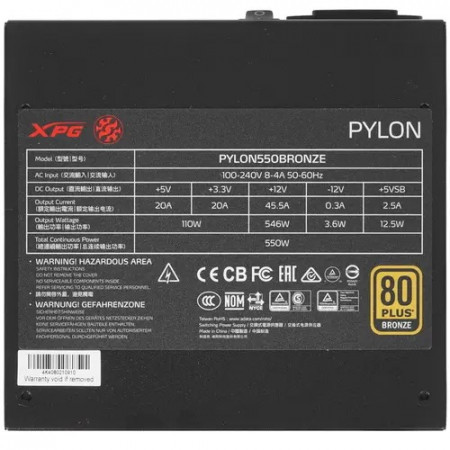 Блок питания A-Data XPG PYLON BRONZE 550W (PYLON550B-BKCEU) черный