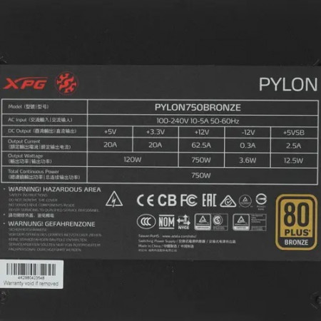 Блок питания A-Data XPG PYLON BRONZE 750W (PYLON750B-BKCEU) черный