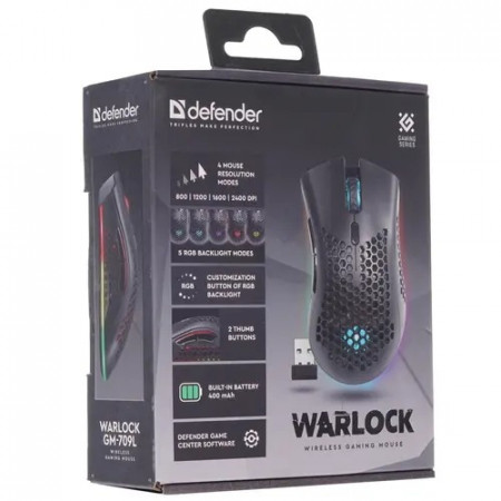 Мышь беспроводная Defender Warlock GM-709L (52709) черный