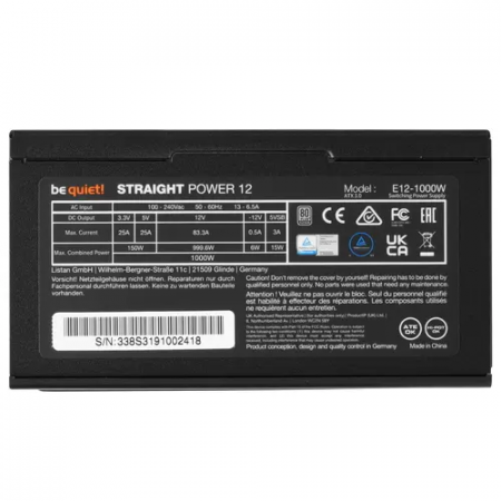Блок питания be quiet! STRAIGHT POWER 12 1000W (BN338) черный