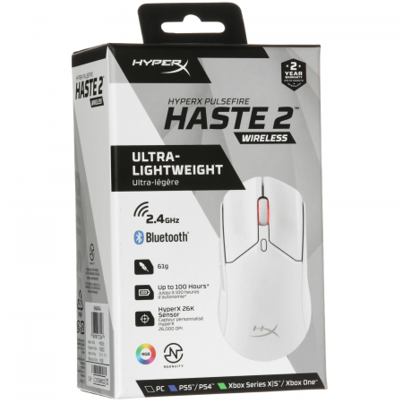 Мышь беспроводная/проводная HyperX Pulsefire Haste 2 (6N0A9AA) белый