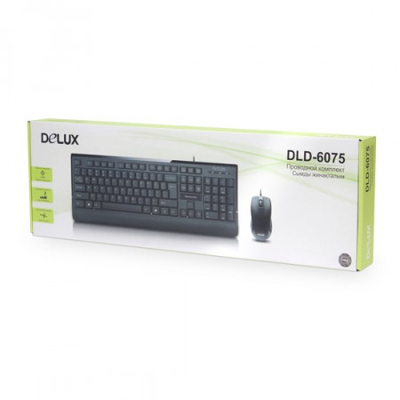 Клавиатура + мышь проводная Delux DLD-6075 черный