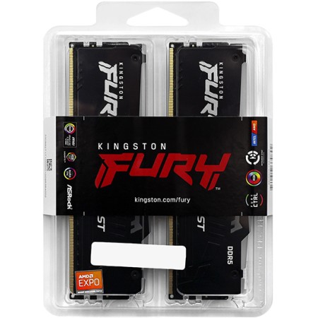 Оперативная память Kingston FURY Beast Black AMD RGB (KF556C36BBEAK2-16) 16 ГБ черный