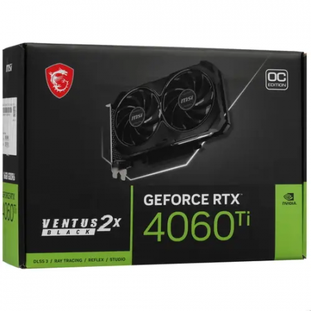 Видеокарта MSI GeForce RTX 4060 Ti VENTUS 2X BLACK OC (RTX 4060 Ti VENTUS 2X BLK 16G OC) черный