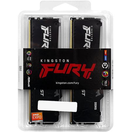 Оперативная память Kingston FURY Beast Black AMD RGB (KF560C36BBEAK2-16) 16 ГБ черный