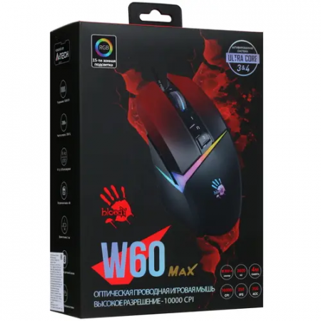 Мышь проводная A4Tech Bloody W60 Max (W60-Max Gradient Red) красный