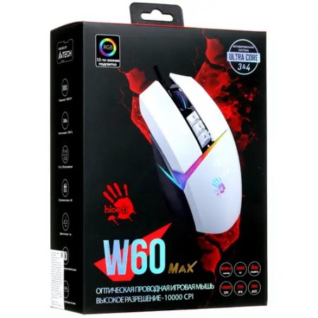 Мышь проводная A4Tech Bloody W60 Max (W60-Max-Panda White) белый