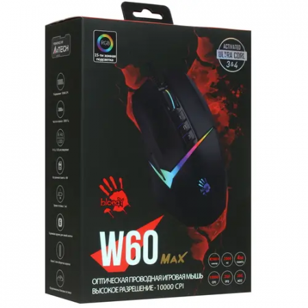 Мышь проводная A4Tech Bloody W60 Max (W60-Max Stone Black) черный