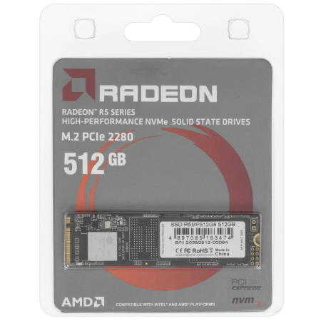 512 ГБ SSD диск AMD Radeon R5 NVMe Series (R5MP512G8) черный