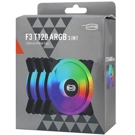 Комплект вентиляторов PCCOOLER F3 T120 ARGB 3 IN 1 BK 3 шт черный