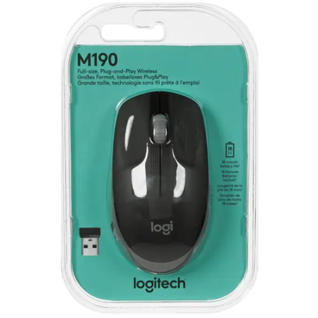 Мышь беспроводная Logitech M190 (910-005906/910-005905) серый/черный