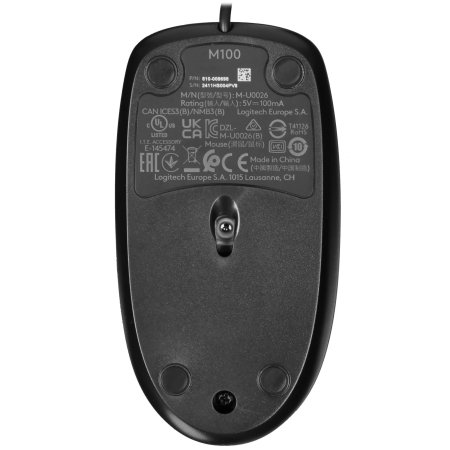 Мышь проводная Logitech M100 (910-006652) черный
