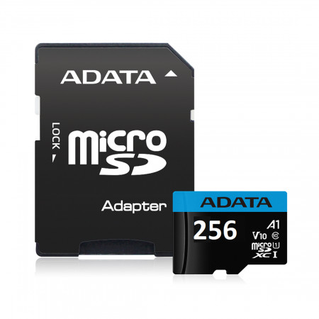 256 ГБ Карта памяти ADATA microSDXC (AUSDX256GUICL10A1-RA1) + адаптер черный