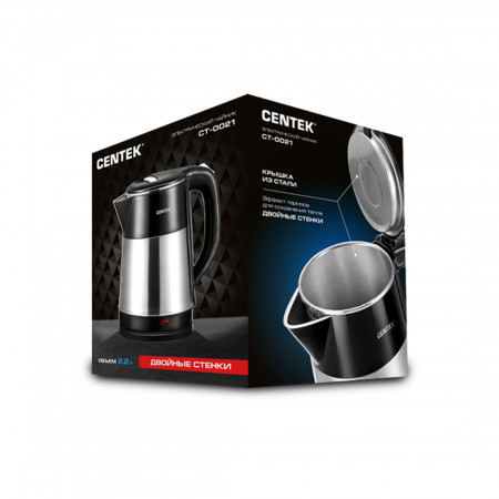 Электрический чайник Centek CT-0021 серебристо-черный