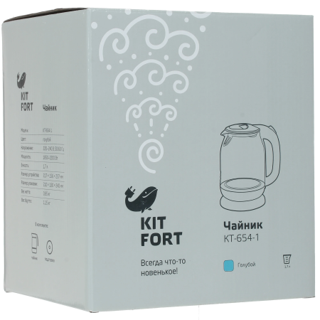Электрический чайник Kitfort КТ-654-1 черно-голубой
