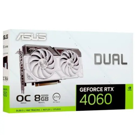 Видеокарта ASUS GeForce RTX 4060 Dual White OC Edition (DUAL-RTX4060-O8G-WHITE) 8 Гб белый