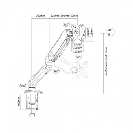 Кронштейн Brateck LDT13-C012 черный