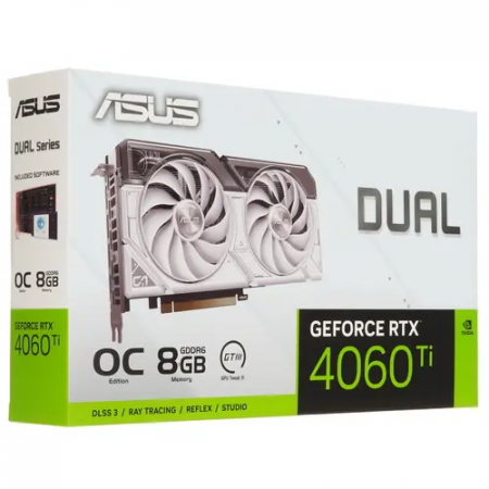 Видеокарта ASUS GeForce RTX 4060 Ti Dual White OC Edition (DUAL-RTX4060TI-O8G-WHITE) белый