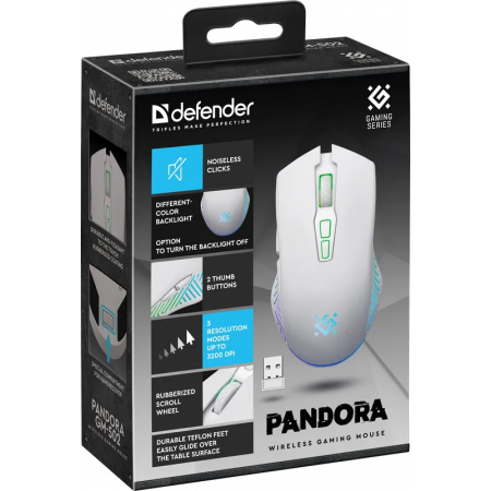 Мышь беспроводная Defender Pandora GM-502 (52502) белый