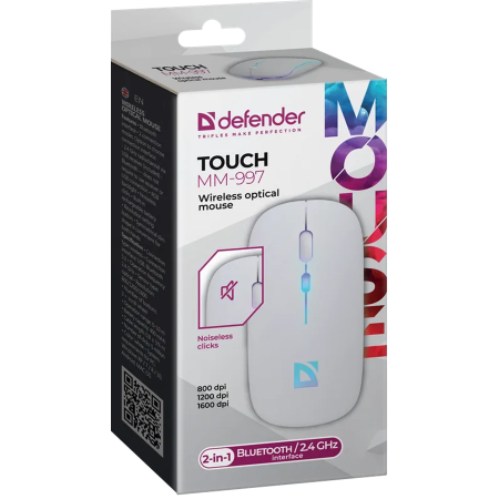 Мышь беспроводная Defender Touch MM-997 (52998) белая
