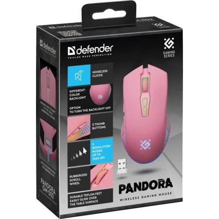 Мышь беспроводная Defender Pandora GM-502 (52501) розовый