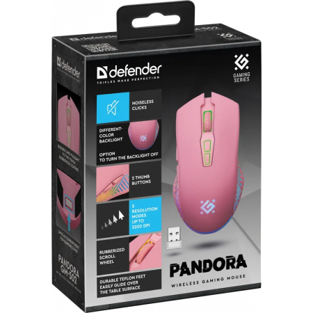 Мышь беспроводная Defender Pandora GM-502 (52501) розовый