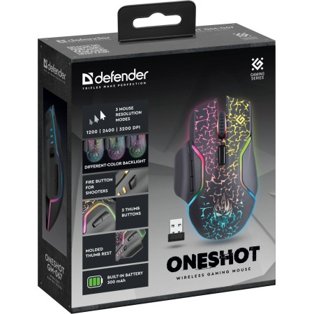 Мышь беспроводная Defender Oneshot GM-067 (52067) черный