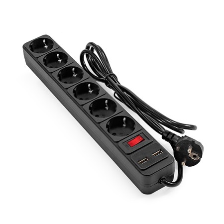 Сетевой фильтр ExeGate SP-6-USB-1.8B черный 1.8 м