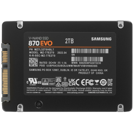 2 ТБ SSD диск Samsung 870 EVO (MZ-77E2T0BW) черный
