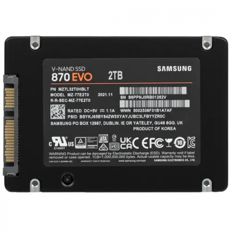 2 ТБ SSD диск Samsung 870 EVO (MZ-77E2T0B) черный