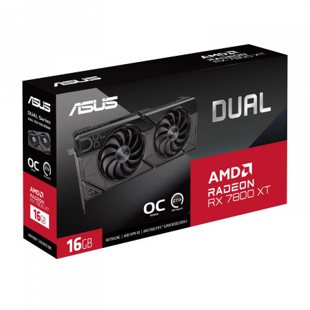 Видеокарта ASUS DUAL RX 7800 XT OC EDITION (DUAL-RX7800XT-O16G) 16 Гб черный
