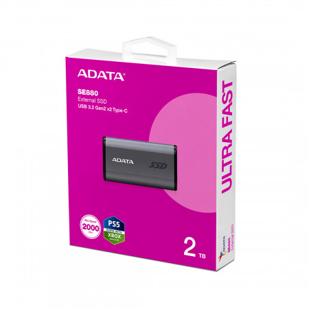 2 ТБ Внешний SSD диск ADATA SE880 (AELI-SE880-2TCGY) серый
