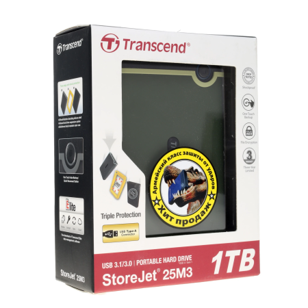 1 ТБ Внешний жесткий диск Transcend StoreJet 25M3 (TS1TSJ25M3G) зеленый