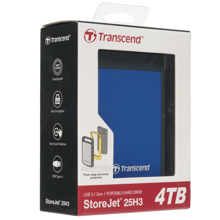 4 ТБ Внешний жесткий диск Transcend StoreJet 25H3 (TS4TSJ25H3B) синий