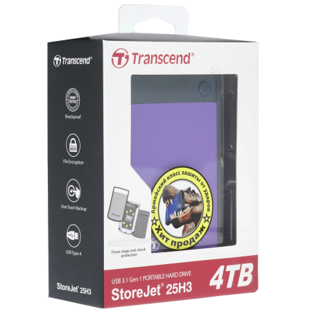 4 ТБ Внешний жесткий диск Transcend StoreJet 25H3 (TS4TSJ25H3P) фиолетовый