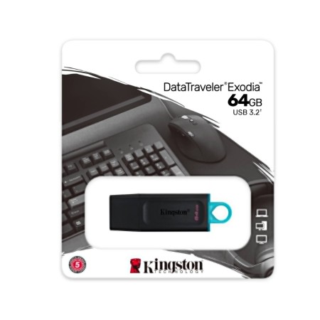 64ГБ USB Флеш-накопитель Kingston DataTraveler Exodia (DTX/64GB-2P) черный