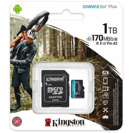 1 ТБ Карта памяти Kingston Canvas Go! Plus microSDXC (SDCG3/1TB) + адаптер черный