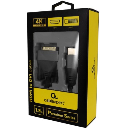 Кабель HDMI-DVI Cablexpert CC-HDMI-DVI-4K-6 1.8 м черный
